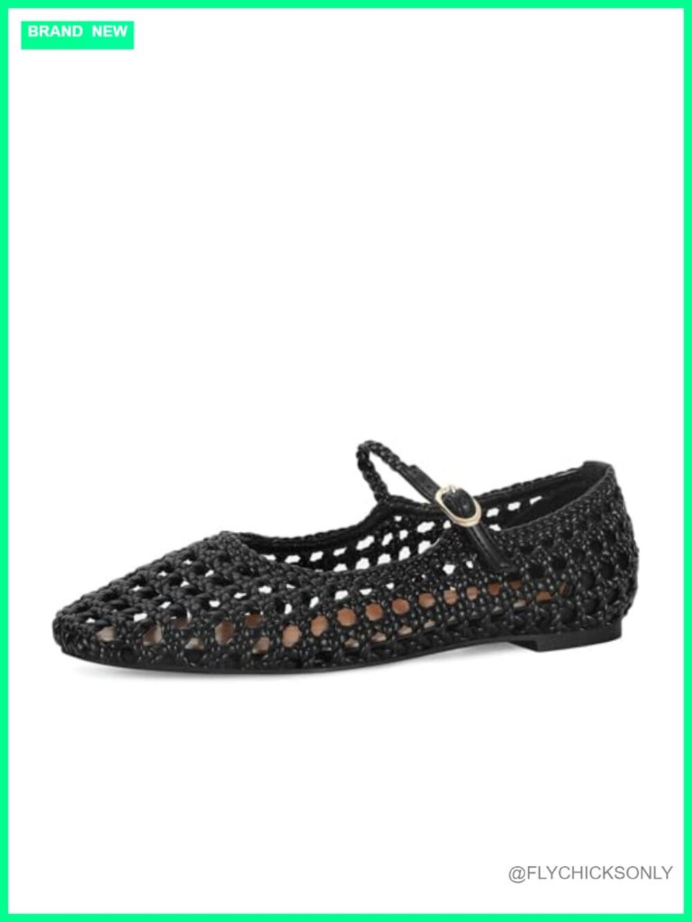 Woven Mesh Ballet Flats Round Toe Mary Jane Buckle Strap Comfortable Casual